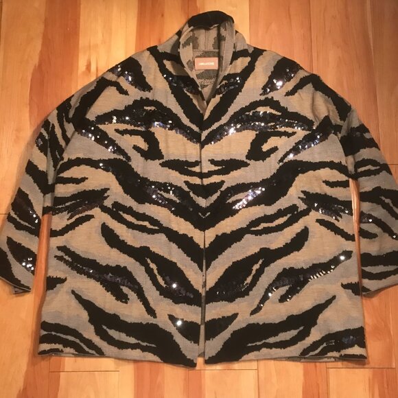 Zadig & Voltaire Maya We Tiger Wool Cardigan with Sequins Oversized Fit xs/s - Picture 8 of 15